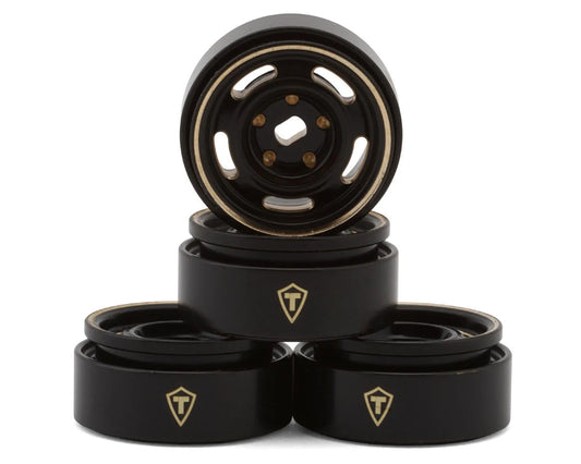 Treal Hobby 0.7" 5-Slot Brass Micro Rock Crawler Beadlock Wheels (Black/Gold) (4) (14g ea) - X00504CUUZ