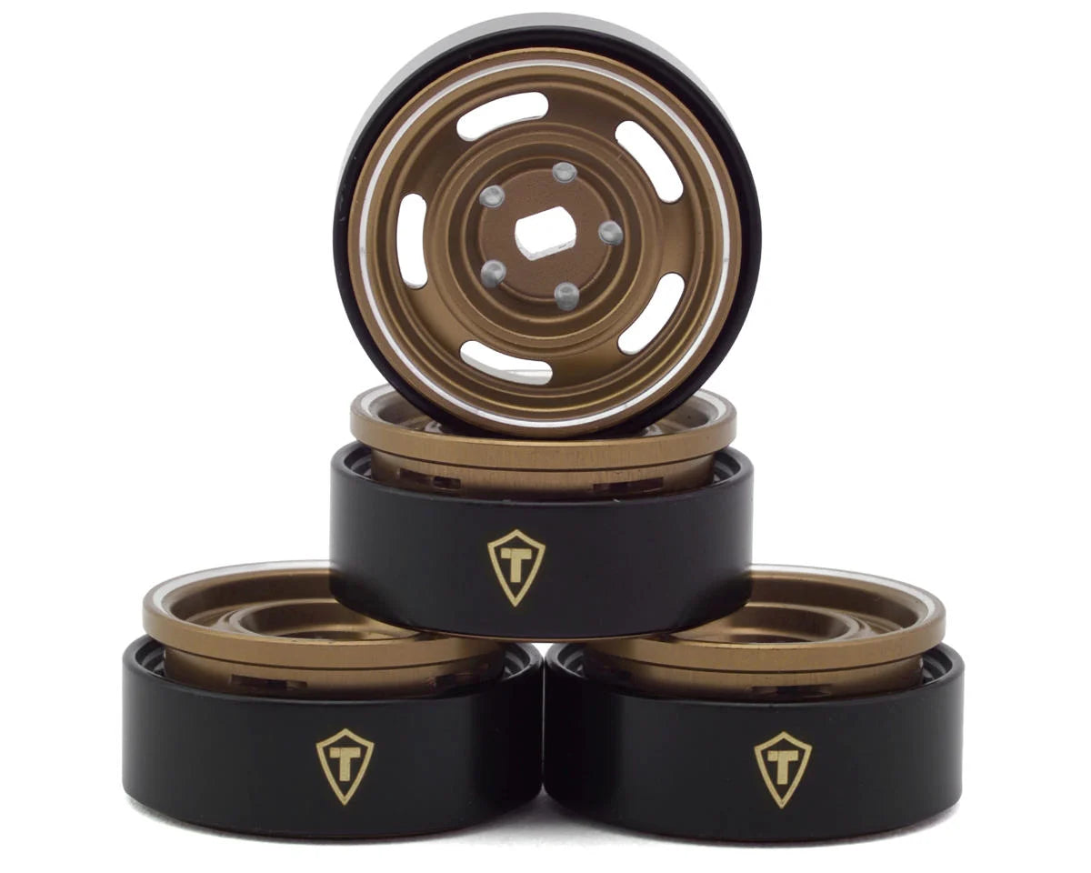 Treal Hobby 0.7" 5-Slot Aluminum Micro Rock Crawler Beadlock Wheels (Bronze) (4) (8g ea) - X0050585PN