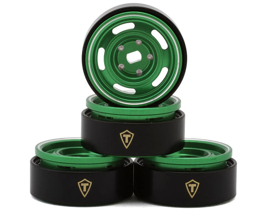 Treal Hobby 0.7" 5-Slot Aluminum Micro Rock Crawler Beadlock Wheels (Green) (4) (8g ea) - X00505GZNH