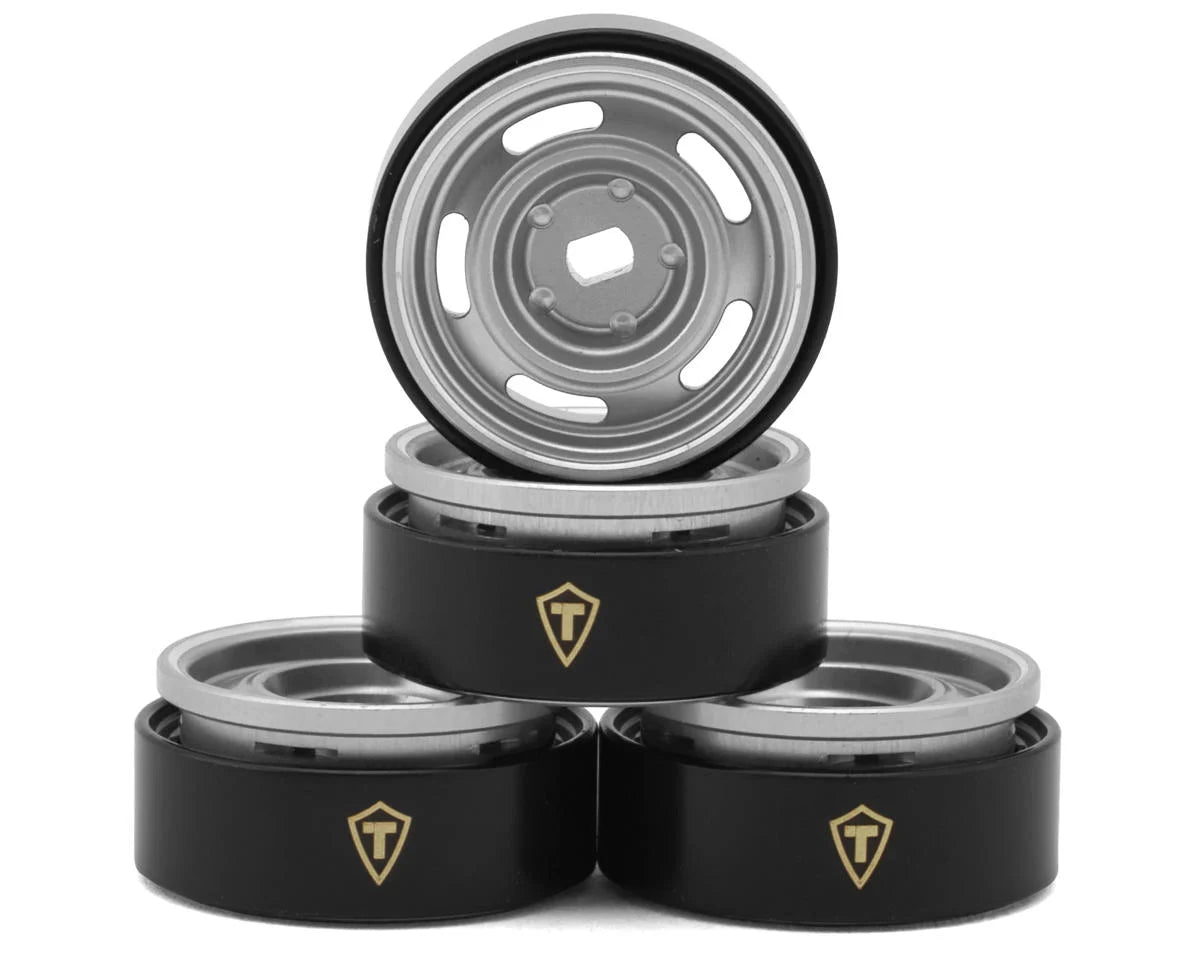 Treal Hobby 0.7" 5-Slot Aluminum Micro Rock Crawler Beadlock Wheels (Silver) (4) (8g ea) - X0050585P3