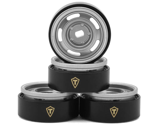 Treal Hobby 0.7" 5-Slot Aluminum Micro Rock Crawler Beadlock Wheels (Silver) (4) (8g ea) - X0050585P3