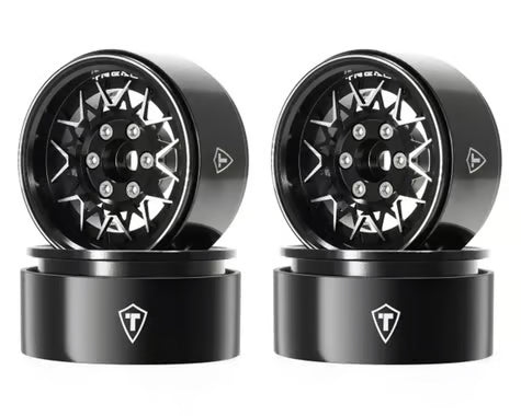 Treal Hobby Type V 1.9" V-Spoke Beadlock Wheels (Black) (4) - X004DV9AEZ
