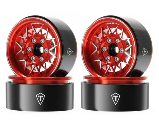 Treal Hobby X004DV9AGD 1.9 Beadlock Wheels Fasion RC Wheel Rims (4P) for 1/10 Crawler- Type V( Red) - New