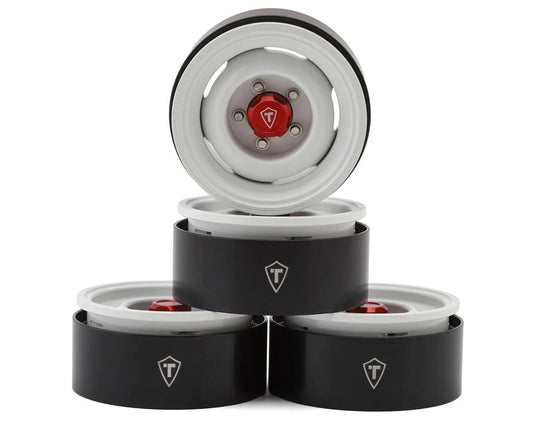 Treal Hobby 1.9" Aluminum Retro-Style Vintage Wagon Crawler Beadlock Wheels (132.5g) (White) (4) - TLHTWHEEL-192
