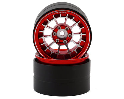 Treal Hobby 2.2" Type-A Aluminum 1/10 Rock Crawler Beadlock Wheels (Red) (2) (115g ea) - X002YF6DTH