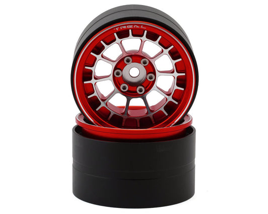 Treal Hobby 2.2" Type-A Aluminum 1/10 Rock Crawler Beadlock Wheels (Red) (2) (115g ea) - X002YF6DTH
