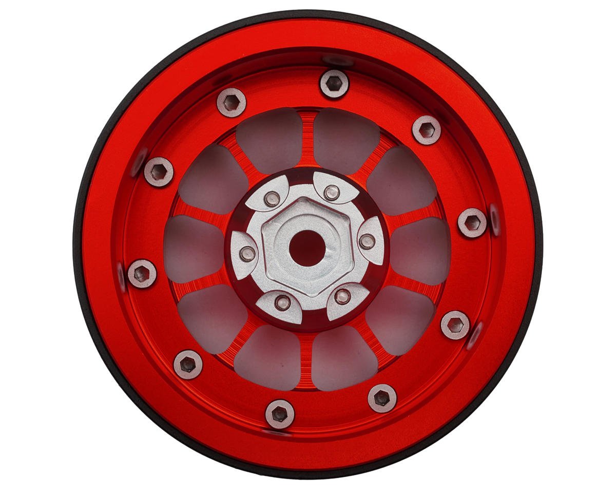 Treal Hobby 2.2" Type-A Aluminum 1/10 Rock Crawler Beadlock Wheels (Red) (2) (115g ea) - X002YF6DTH