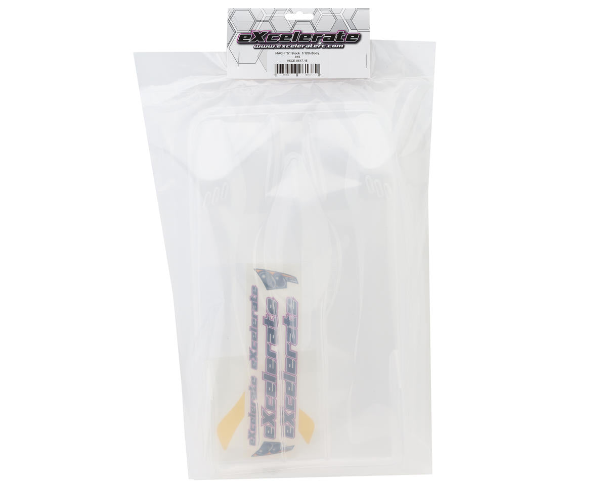 eXcelerate MACH "S" 1/12 Scale On-Road Pan Car "Stock" Body (Clear) (.015") - XCE-0517.15