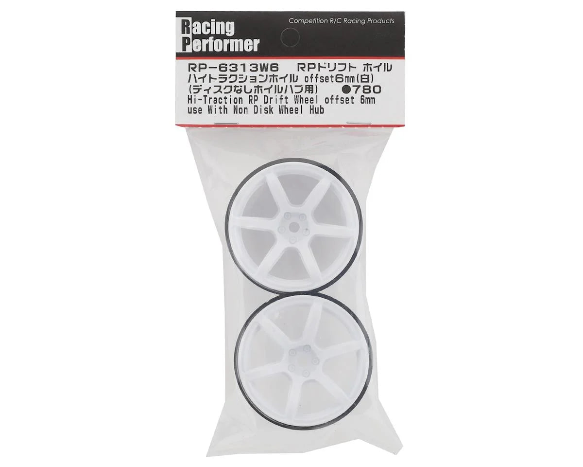 Yokomo 12mm Hex Racing Performer High Traction RWD Drift Wheels (White) (2) (6mm Offset) - YOKRP-6313W6A